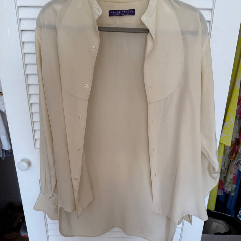 Ralph Lauren purple label Beige Long Sleeve Shirt size medium